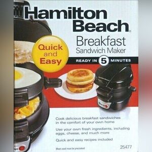 Hamilton Beach 25477 Breakfast Sandwich Maker, New in Box (black)